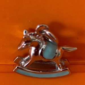 New sterling silver baby blue rocking horse charm